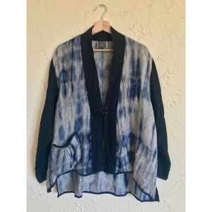 XL indigo shibori jacket — unique handmade